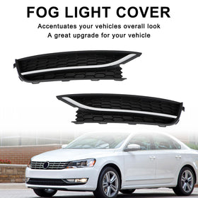 2012-2015 VW Passat 2PCS Front Driving Fog Light Cover Black/Chrome Generic