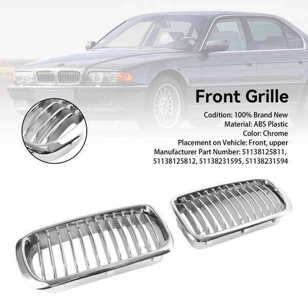 1994-2001 BMW 7 Series E38 2pcs Chrome Front Kidney Grill Grille 51138125811 51138125812 Generic