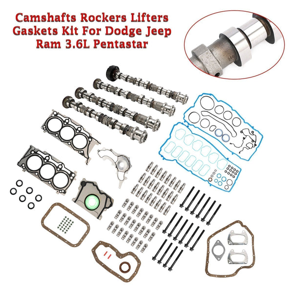 2014-2016 Jeep Cherokee 3.6L V6 Camshafts Rockers Lifters Gaskets Kit 5184380AG 5184378AG Generic