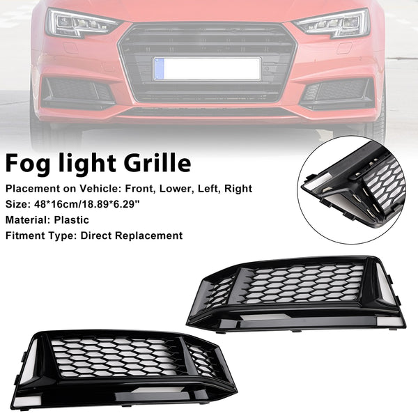 2016-2018 Audi S4 / A4 S-Line B9 2PCS Fog Light Cover Grille 8W0 807 681 K 8W0 807 682 K Generic