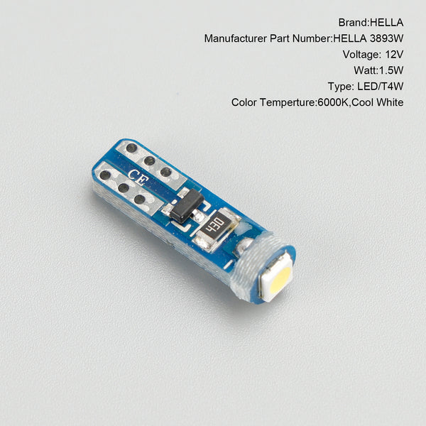 10X For HELLA LED Retrofit 2721W Wedge T5 12V 1W W2X4.6D 6000K Generic