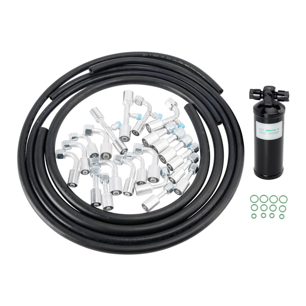 26PCS Air Conditioning Hose and Fitting Kit Includes 6.5 ft #6#8#10 AC Hoses