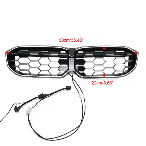 2023-2024 BMW 3 Series G20 G21 G28 Diamond Black Silver Front Kidney Grille Mesh Generic