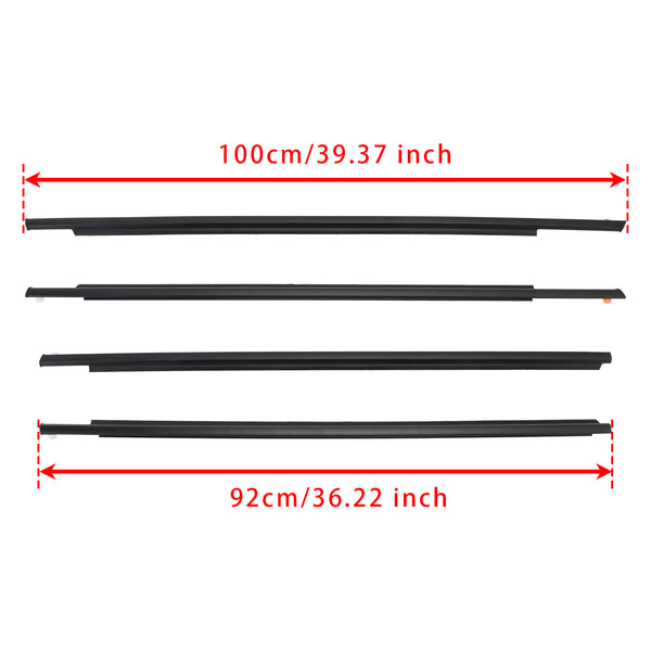 4PCS Door Glass Belt Outer Molding Weatherstrip For Toyota Prius 2004-2009