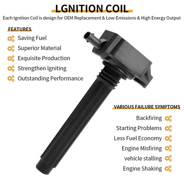 2011-2017 Dodge Challenger/Charger/Journey/Grand Caravan 3.6L V6 6PCS Ignition Coil+Spark Plug UF648 GN10616 36-8196 Generic