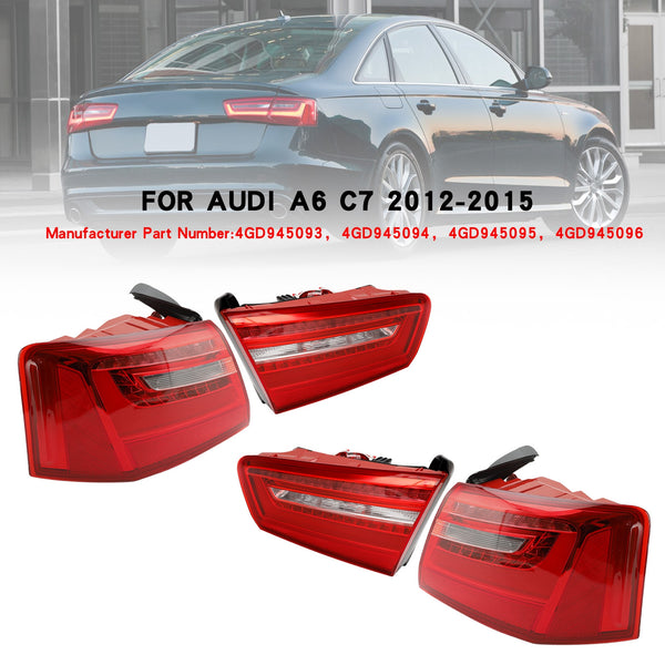 2012-2015 AUDI A6 C7 Car 4pcs Inner Outer LED Taillight Brake Light 4GD945093 4GD945094 4GD945095 4GD945096 Generic