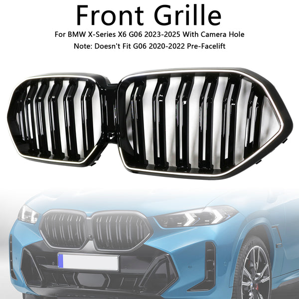 2023-2025 BMW X6 G06 M60i Double Slat Front Bumper Grille W/Camera Hole Generic