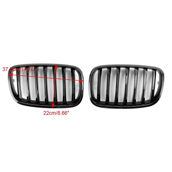2008-2011 BMW X6 Hybrid E72 Front Bumper Kidney Grille Grill Gloss Black 51137157687 51137305589 Generic