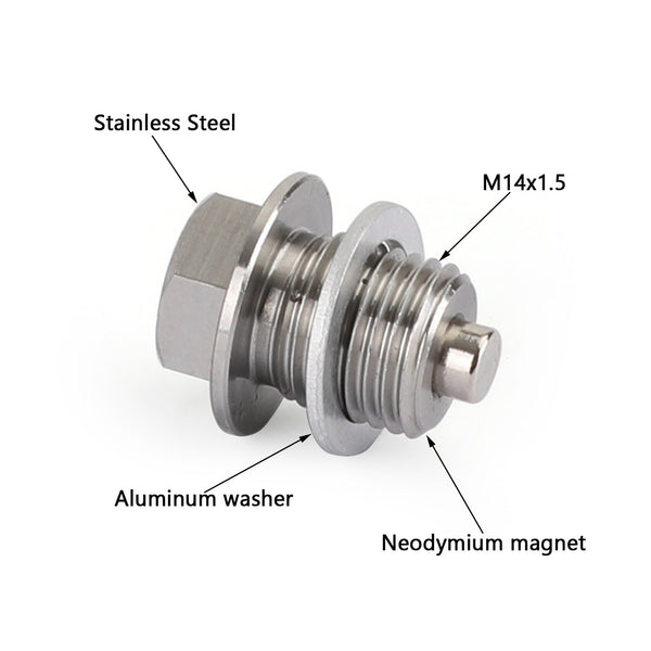 M14 x 1.5 MM Universal Stainless Steel Car Oil Drain Plug with Neodymium Magnet Generic