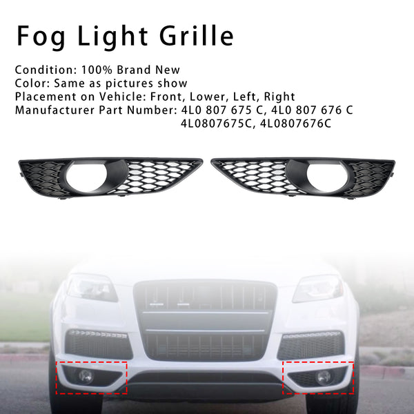 2010-2015 Audi Q7 Sportback 2PCS Front Bumper Fog Light Grill Lamp Cover 4L0807675C 4L0807676C Generic
