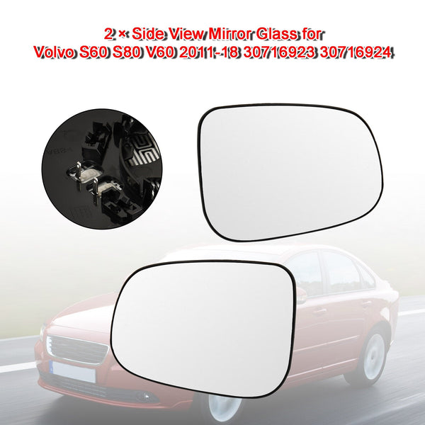 Volvo S60 2011-2018 L+R Side View Mirror Glass 30716923 30762571 30716484 30716487 Generic
