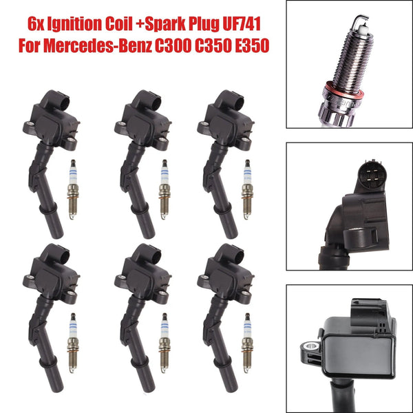 2011-2012 Mercedes-Benz CL63 S63 AMG V12 6.0L 6x Ignition Coil +Spark Plug UF741 A2769063700 Generic