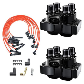1997-1999 Ford F-150 F-250 Expedition V8 4.6L 2 Ignition Coil Pack & 8 Spark Plug Wire FD487 DG530 DG523 Generic