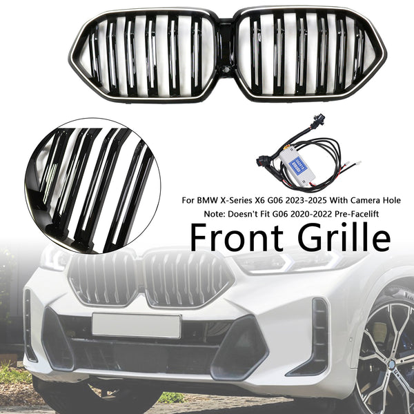 2023-2025 BMW X6 G06 M60i Double Slat Front Bumper Grille W/Camera Hole Generic