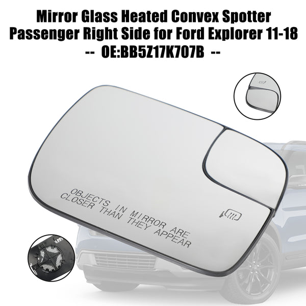 2011-2018 Ford Explorer Mirror Glass Heated Convex Spotter Passenger Right Side BB5Z17K707B Generic