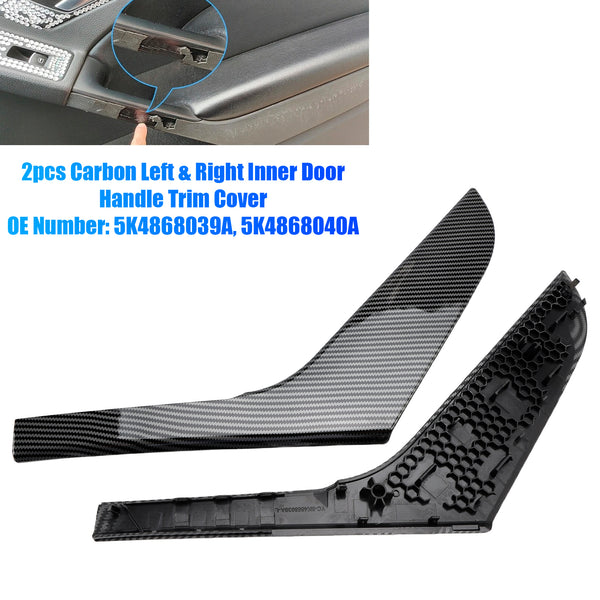 2pcs Left & Right Inner Door Handle Trim Cover For VW Golf 6 MK6 2009-2013