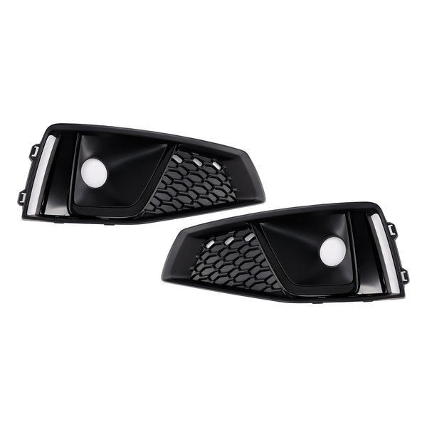 Black Front Fog Light Grille Trim Cover Fit Audi A4 B9 S-LINE S4 2018-2020