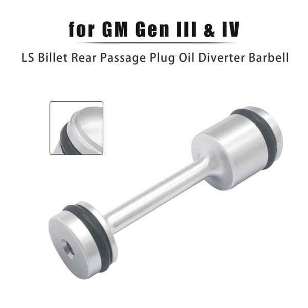 LS Billet Rear Passage Plug Oil Diverter Barbell for GM Gen III & IV