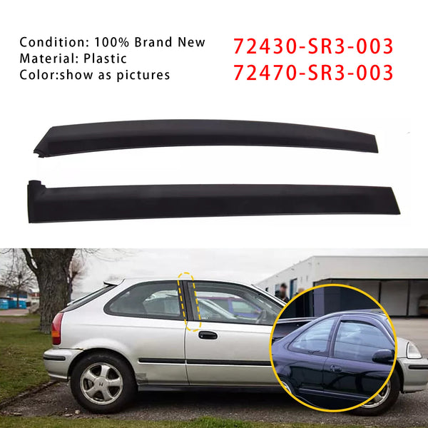 Left&Right Door Garnish Trim Pillar Sash Set SLJ-1173A-BK For Honda Civic 92-95