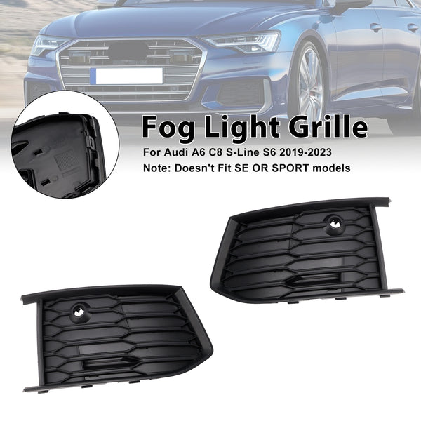 2PCS Front Fog Light Lamp Bezel Fit Audi A6 C8 S-Line S6 2019-2023