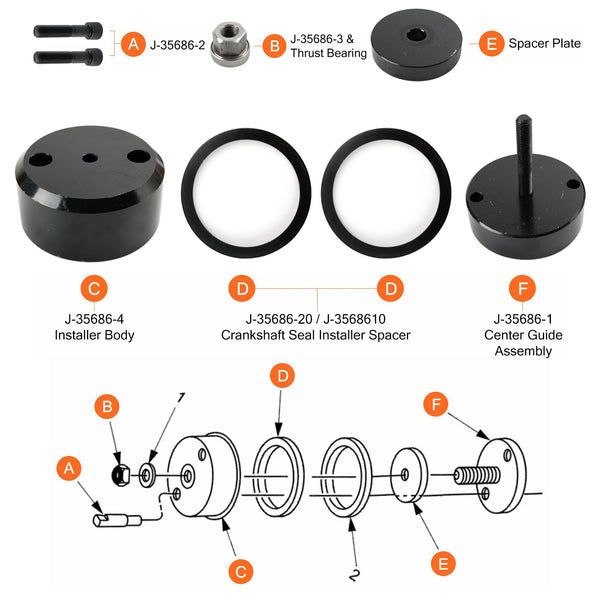 Detroit Diesel Series 60 12.7L 14L Front Rear Crank Seal Installer J-35686-B 23516969 23513578 Generic