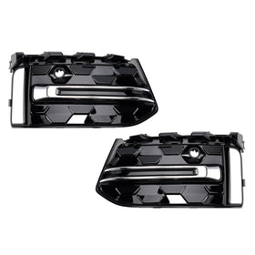 2PCS Front Bumper Fog Light Grille Trim Fit Audi A6L C8PA 2023+ Black Chrome
