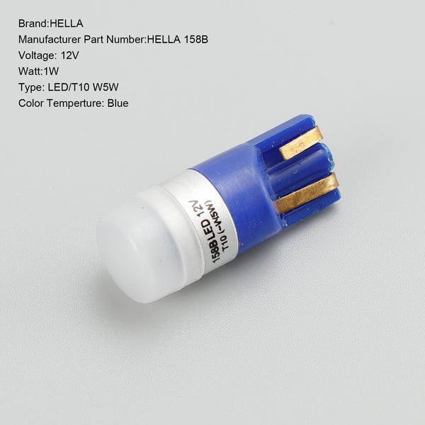 10X For HELLA LED Retrofit 158B LED/T10 W5W 12V 1W W2.1X9.5D Blue Light Generic