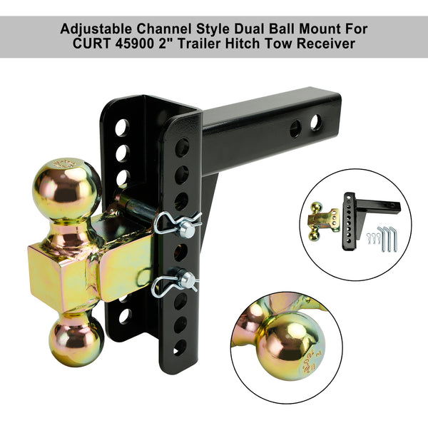 Universal Fitment Adjustable Channel Style Dual Ball Mount For CURT 45900 2