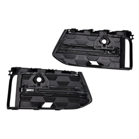 2PCS Front Bumper Fog Light Grille Trim Fit Audi A6L C8PA 2023+ Black Chrome