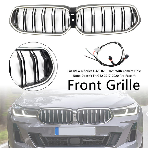 2020-2025 BMW 6 Series G32 Double Slat Black Front Kidney Grill Grille Generic