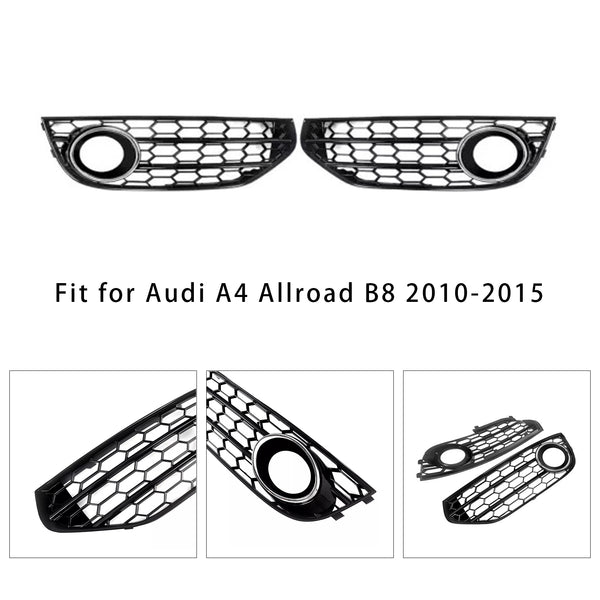 2010-2015 Audi A4 Allroad B8 Front Bumper Honeycomb Fog Light Grille Chrome Trim 8K0807681H 8K0807682H Generic