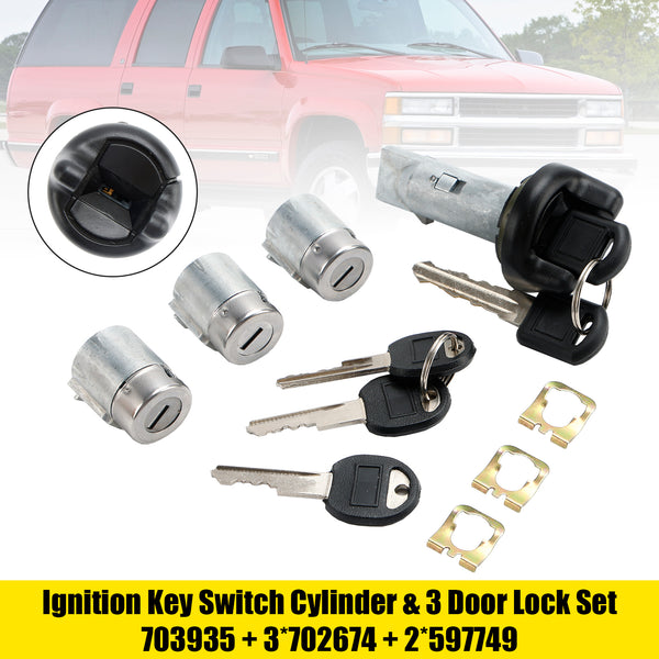 1998-1999 Chevy Suburban/Tahoe Ignition Switch Cylinder & 3 Door Lock Set W/2 Keys 703935 702674 597749 Generic