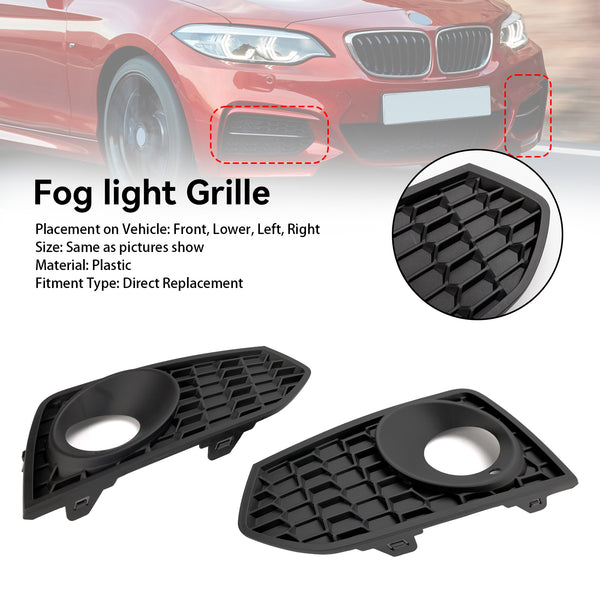 03/2014-04/2017 BMW 2-Series F23 (M Sport Bumpers only) 2PCS Front Bumper Fog Light Grille Grill 51118055319 51118055320 Generic