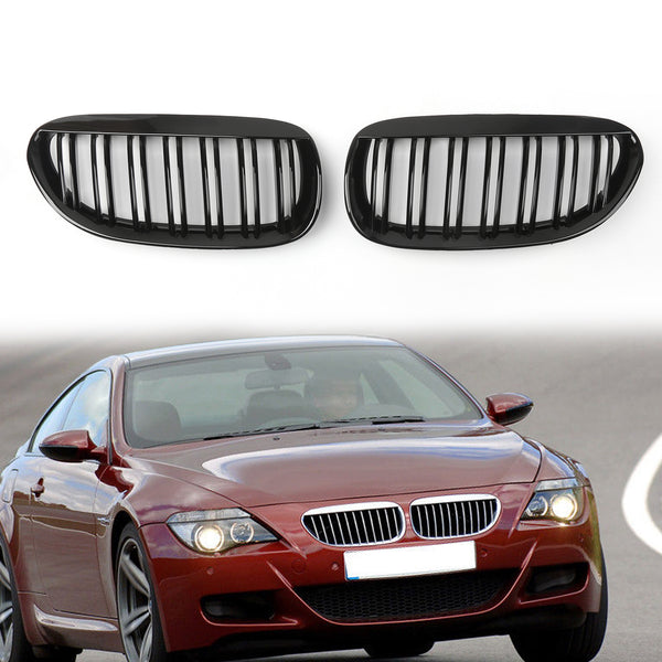 Pair Front Bumper Hood Grille Grill For BMW E63 E64 M6 645Ci 650i 2004-2010