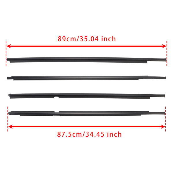 4PCS Door Glass Belt Outer Molding Weatherstrip For Toyota Yaris Hatchback