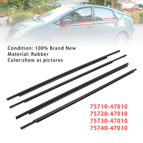 4PCS Door Glass Belt Outer Molding Weatherstrip For Toyota Prius 2004-2009