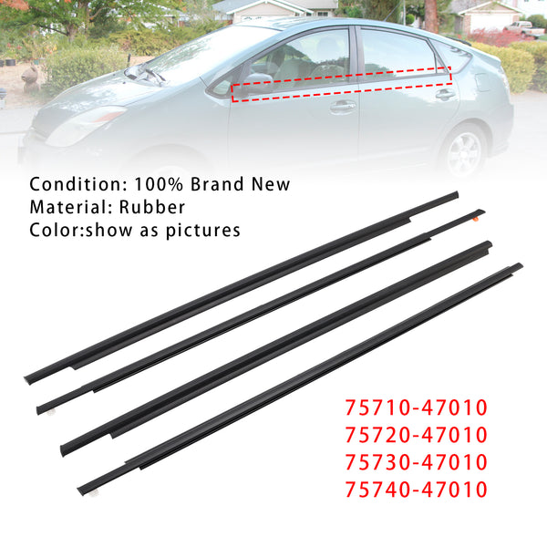 4PCS Door Glass Belt Outer Molding Weatherstrip For Toyota Prius 2004-2009