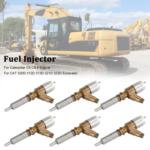 CAT 320D 312D 313D 321D 323D Excavator 6PCS Fuel Injectors 3264700 10R-7675 Generic