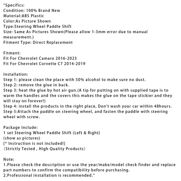 Steering Wheel Paddle Shifter For Chevrolet C7 Corvette Camaro 14-23