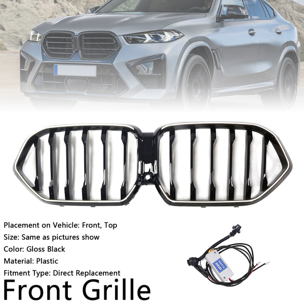 2023-2025 BMW X6 G06 M60i Black Front Bumper Grille Grill W/Camera Hole Generic