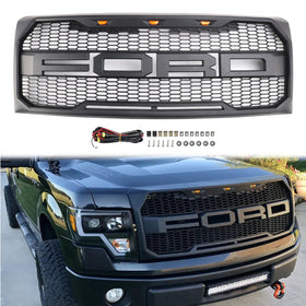 Ford F150 2009-2014 Black Raptor Style Front Bumper Grille Grill With LED Generic