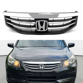 2011 2012 Accord Honda 4 Doors Upper Bumper Hood Front Grille Black Chrome Generic