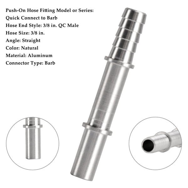 Quick Connect 3/8 Fuel Rail Hose To 3/8 Barb Adapter Fitting AN817-02-06BA Generic