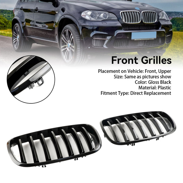 2007-2014 BMW X6 E71 Front Bumper Kidney Grille Grill Gloss Black 51137157687 51137305589 Generic