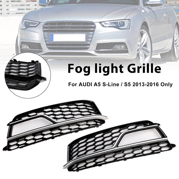 2013-2016 AUDI A5 S-Line / S5 2PCS Front Fog Lamp Black Grill Grille 8T0 807 681 K 8T0 807 682 K Generic