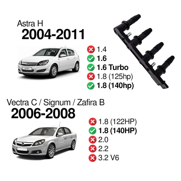 2012-2021 Vauxhall Zafira C Ignition Coil Pack 95517924 120821 Generic