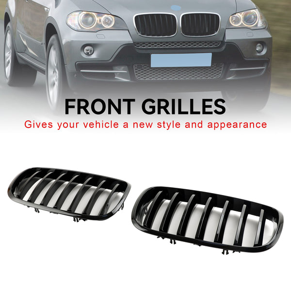 2007-2013 BMW X5 E70 Front Bumper Kidney Grille Grill Gloss Black 51137157687 51137305589 Generic