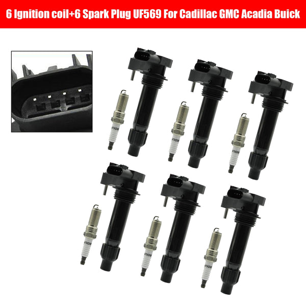 2010-2015 Cadillac CTS V6 3.6L 6PCS Ignition coil+6PCS Spark Plug UF569 D515C 12610626 12618542 Generic