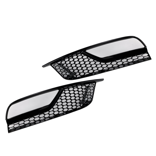 Gloss Black Front Fog Light Grill Covers Fit Audi A3 8V Sedan 2013-2016