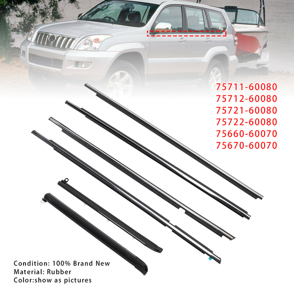 6pcs Quarter & Door Belt Moulding Weatherstrip For Toyota Lexus GX470 03-09